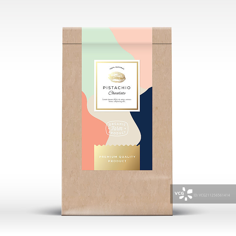 开心果巧克力标签的手工纸袋图片素材