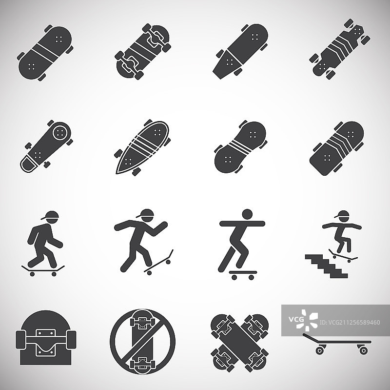 滑板相关图标背景合集图片素材