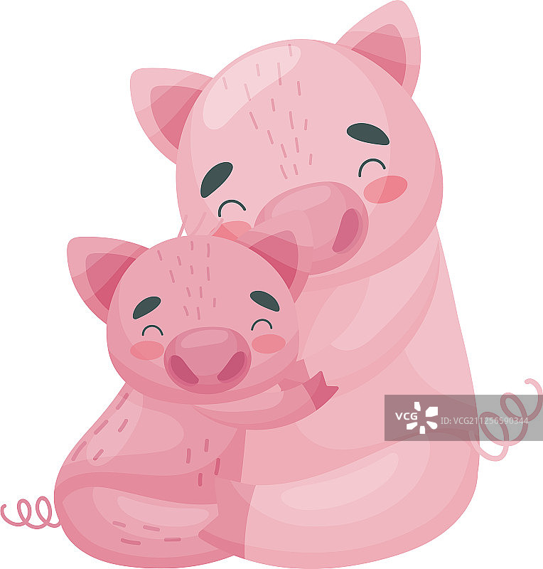 猪妈妈和她的宝宝图片素材