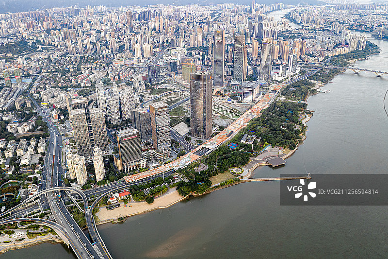 航拍中国福州城市风光图片素材