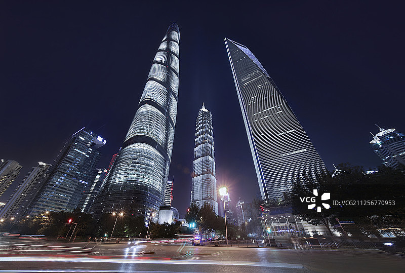 上海城市建筑夜景图片素材