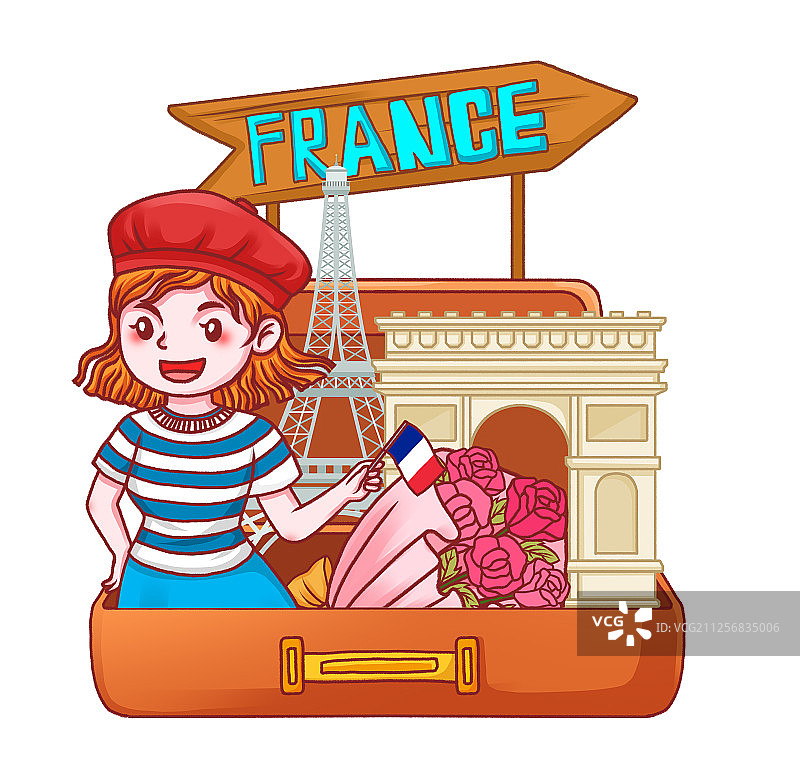 法国巴黎之旅—可爱的导游女孩图片素材