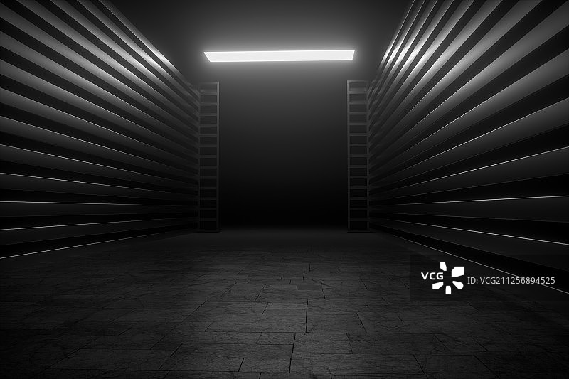 3D现代抽象霓虹灯下的空间背景图片素材