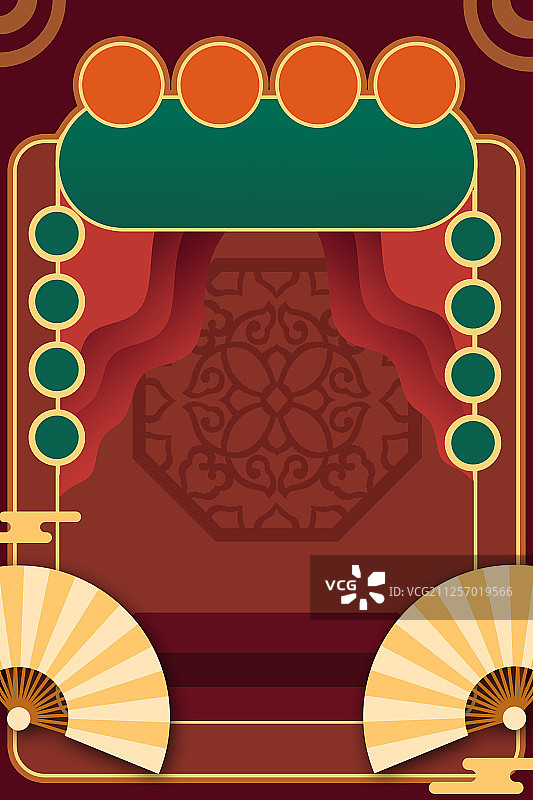 卡通手绘上海滩民国时期新年喜庆头图插画图片素材