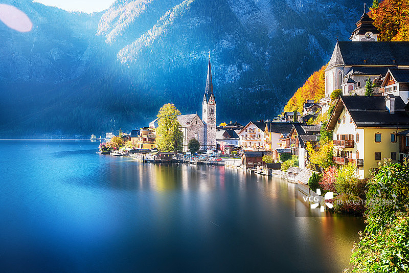自驾旅游去世界上最美的童话小镇-哈尔施塔特图片素材