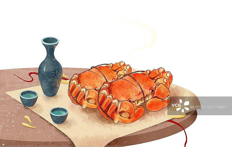 螃蟹大闸蟹菊花酒菊花茶桌子图片素材