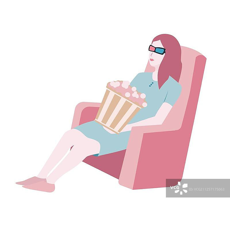 看电影的女孩图片素材