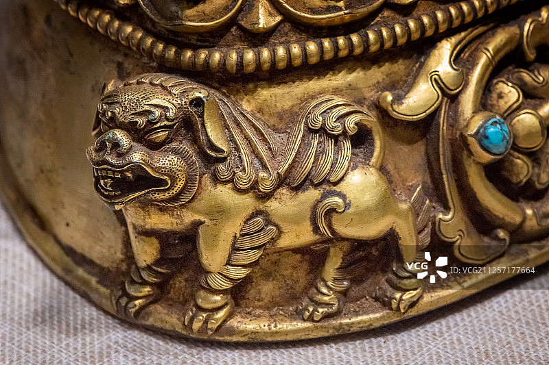 浙江大学艺术与考古博物馆收藏19世纪藏传佛教绿度母坐像图片素材