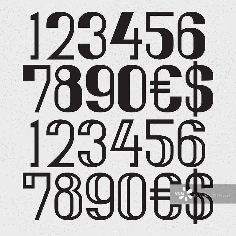 两种黑色数字与美元欧元符号图片素材