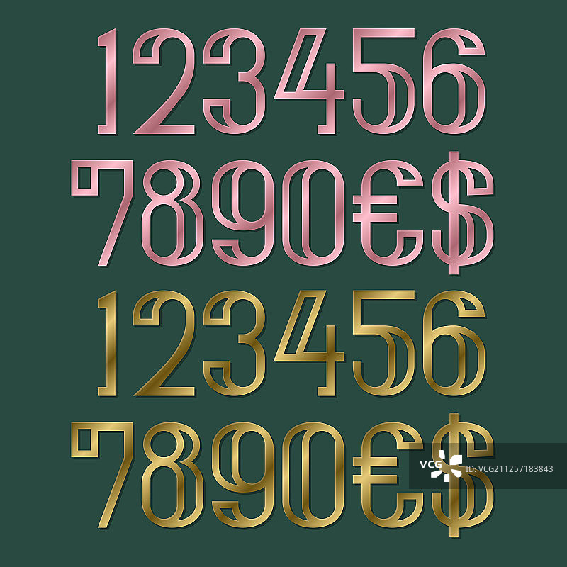 粉色和金色数字，含美元和欧元符号图片素材