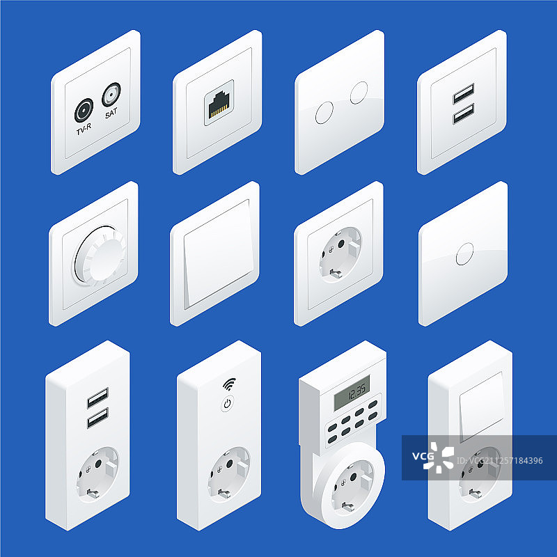 2.5D开关插座交流电套装图片素材