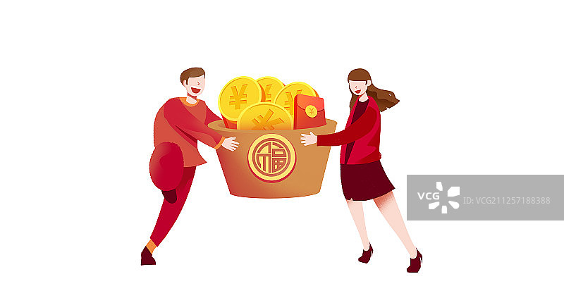 卡通手绘喜庆头图购物节新年备年货活动推广插画图片素材