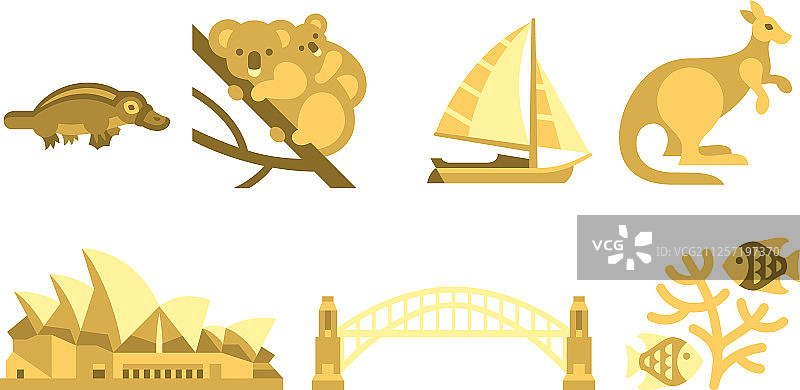 澳大利亚旅行图标集图片素材