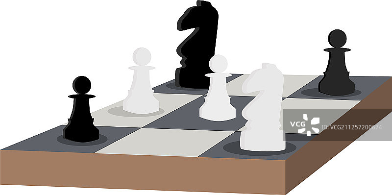 国际象棋桌骑士和兵扁平隔离图片素材