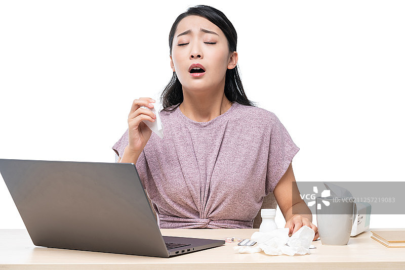 感冒的年轻女子图片素材