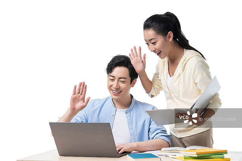 年轻男女一起学习图片素材