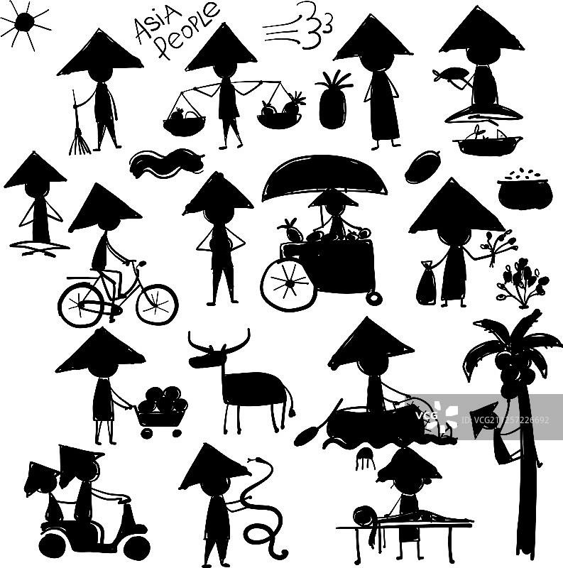 亚洲生活方式人物剪影素材图片素材