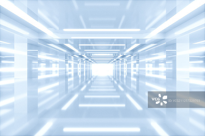 空房间内的发光线条 三维渲染图片素材