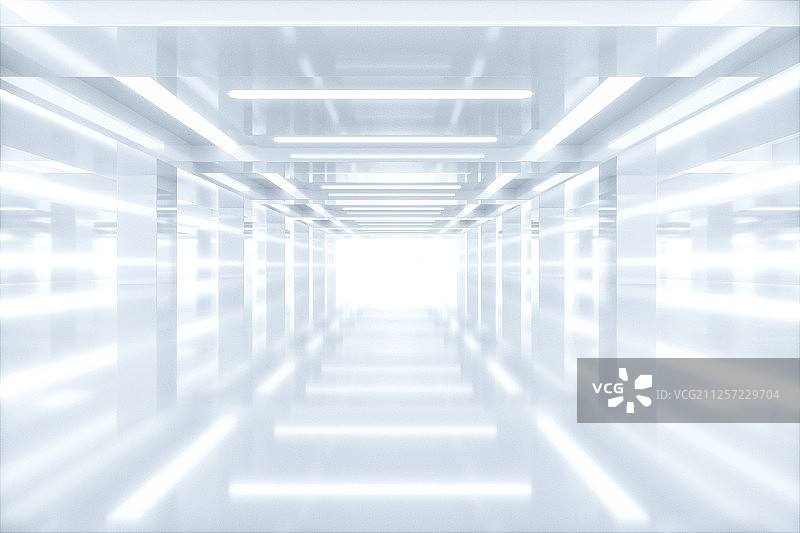 空房间内的发光线条 三维渲染图片素材