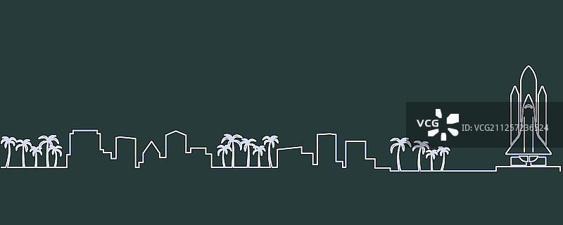 卡纳维拉尔角单线天际线图片素材