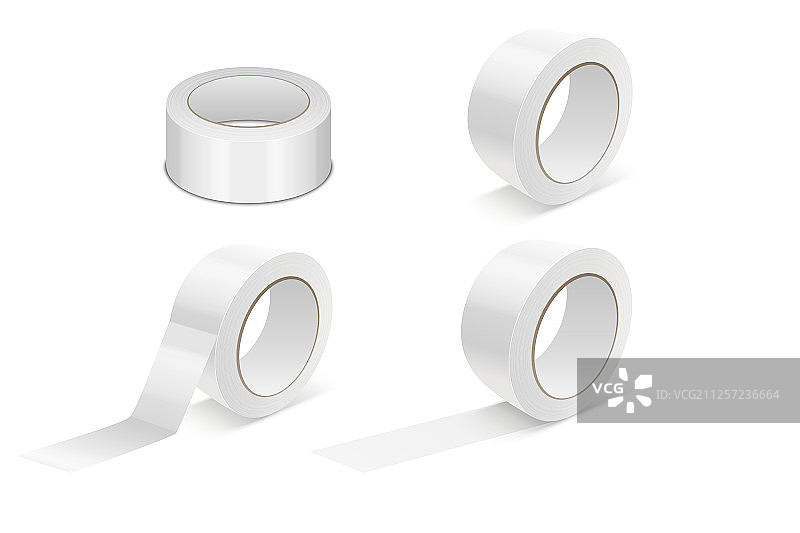 逼真白色3D光面胶带卷图标集图片素材