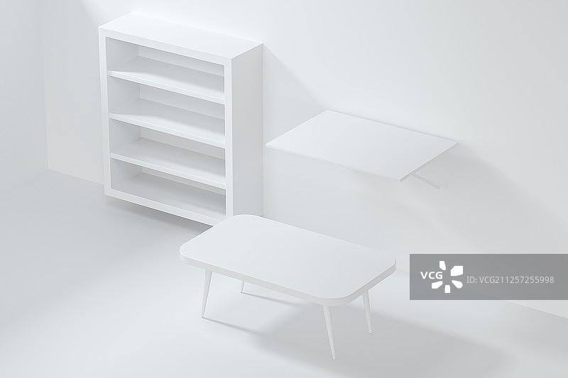 空房间内的家居装饰 三维渲染图片素材