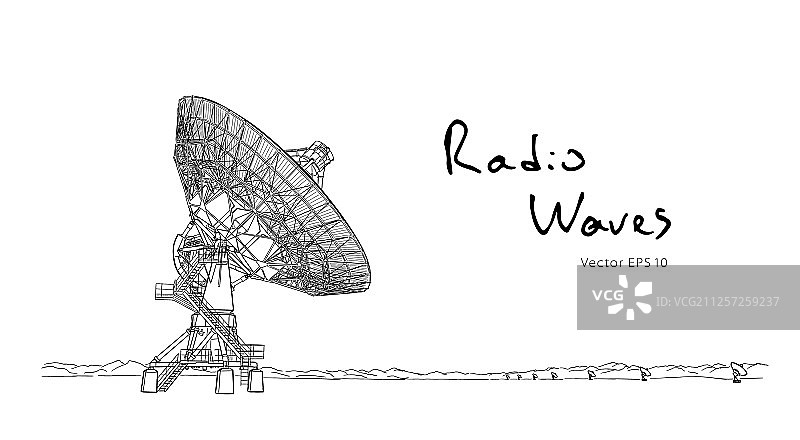 无线电射电望远镜天线草图图片素材