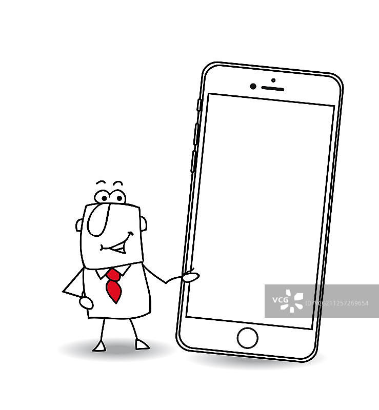 乔和他的智能手机图片素材