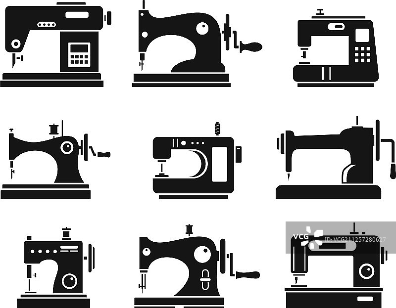 简约风格缝纫机图标合集图片素材