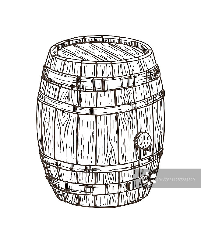 用于酒精饮料的木桶隔离图形艺术图片素材