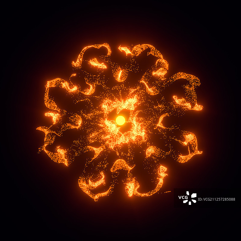 闪耀的燃烧粒子 抽象火焰背景 三维渲染图片素材