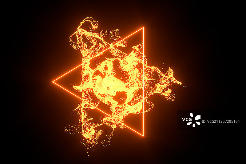 闪耀的燃烧粒子 抽象火焰背景 三维渲染图片素材