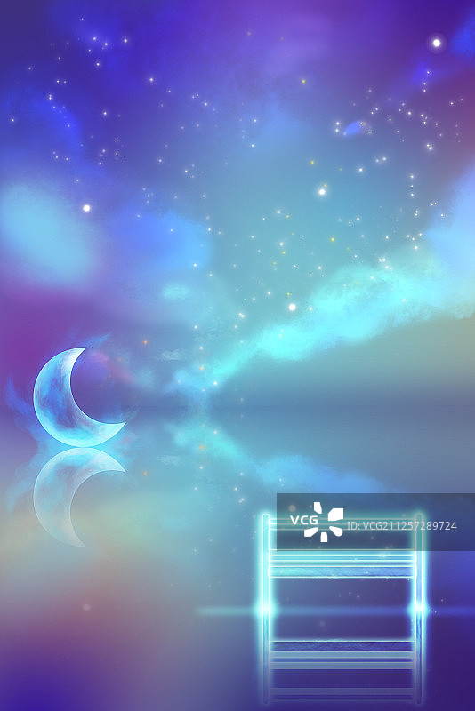 梦幻星空里的月亮椅子图片素材