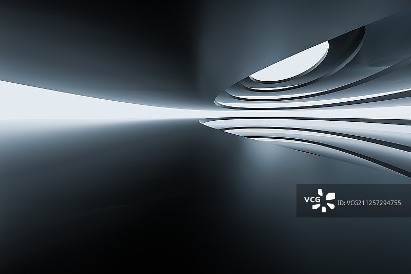 圆形空房间建筑与空地面 三维渲染图片素材