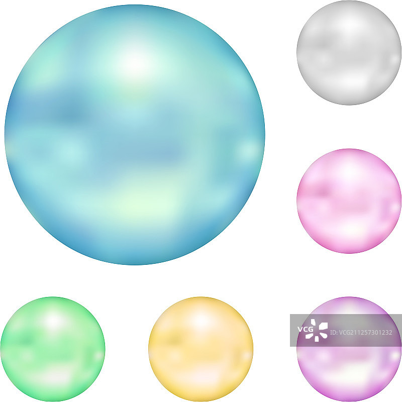 白色背景上的6色珍珠系列图片素材