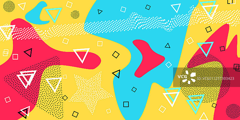 用于纸巾的孟菲斯几何图案图片素材