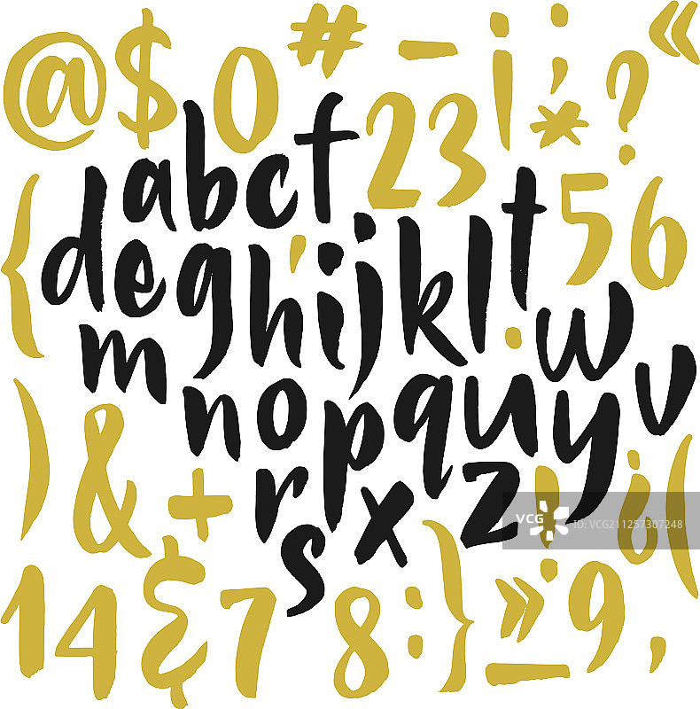 用毛笔书写的拉丁书法字母图片素材