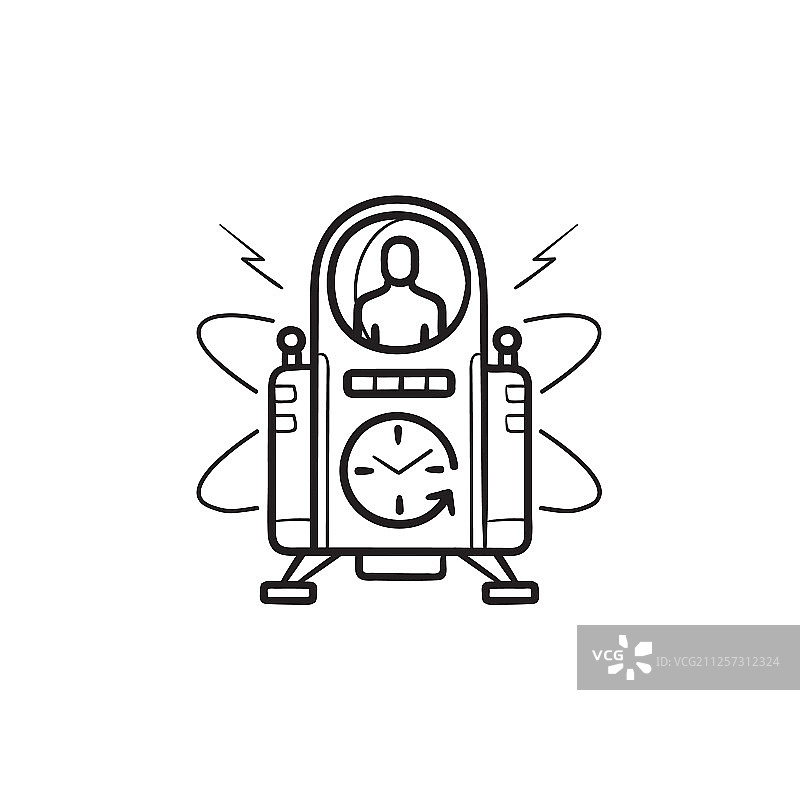 手绘时光机轮廓涂鸦图标图片素材