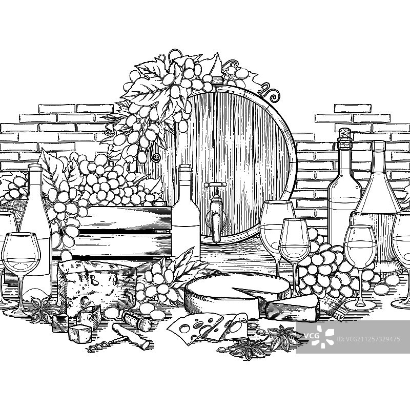 葡萄酒杯和瓶子装饰图片素材