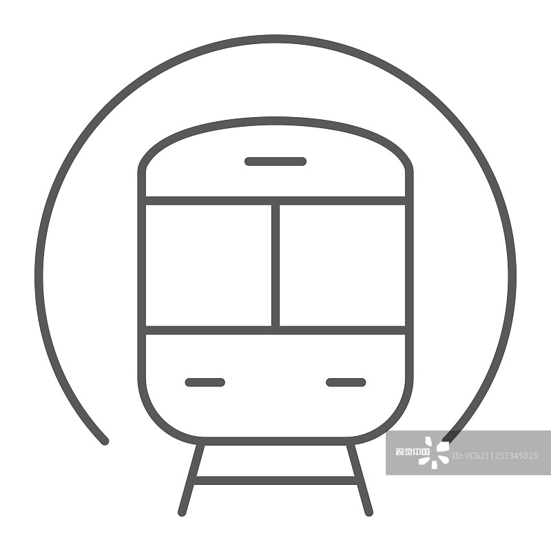 火车细线图标：铁路与地铁旅行图片素材