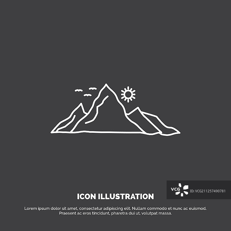 山景自然风光太阳图标线条设计图片素材