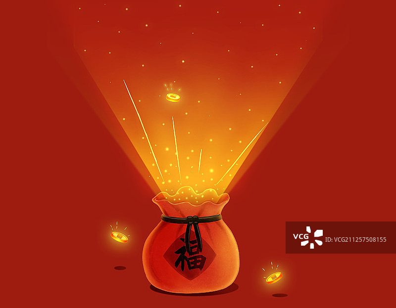 福袋金币 节日版图片素材