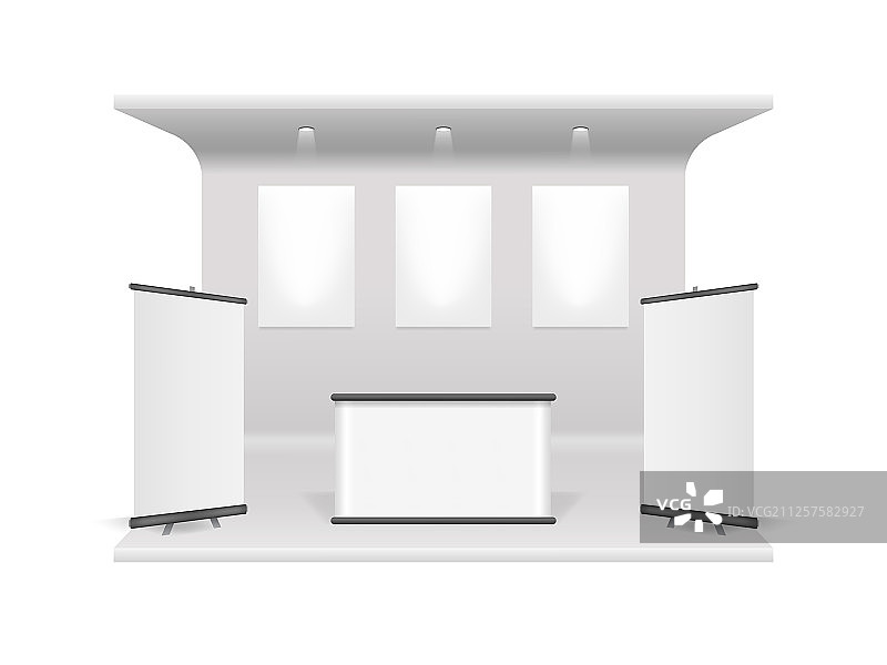 逼真的3D白色空白展台图片素材