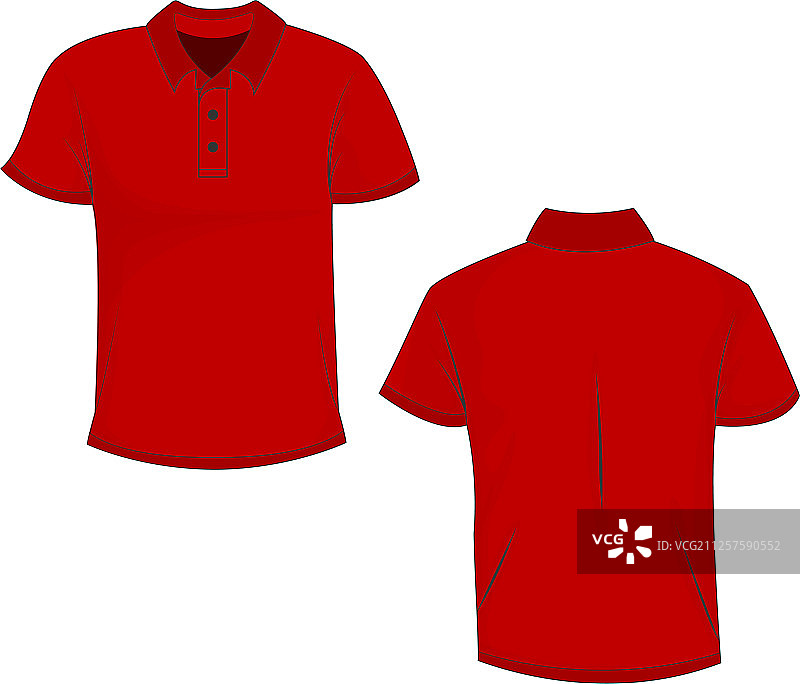 红色Polo衫模板（正反面视图）图片素材