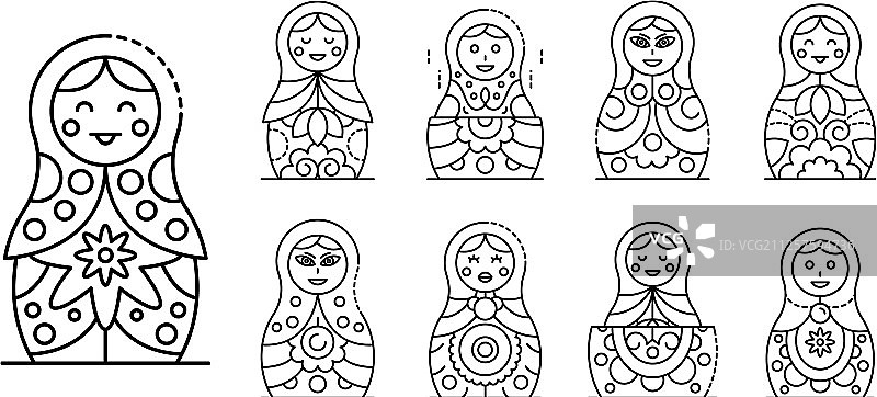 俄罗斯套娃图标轮廓样式图片素材