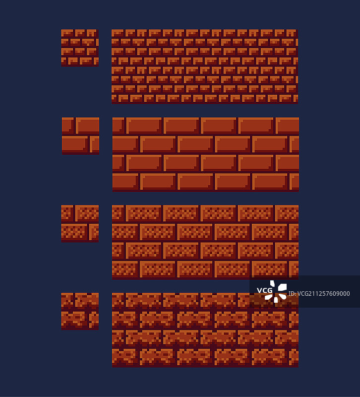 8位16x16红色砖块素材图片素材