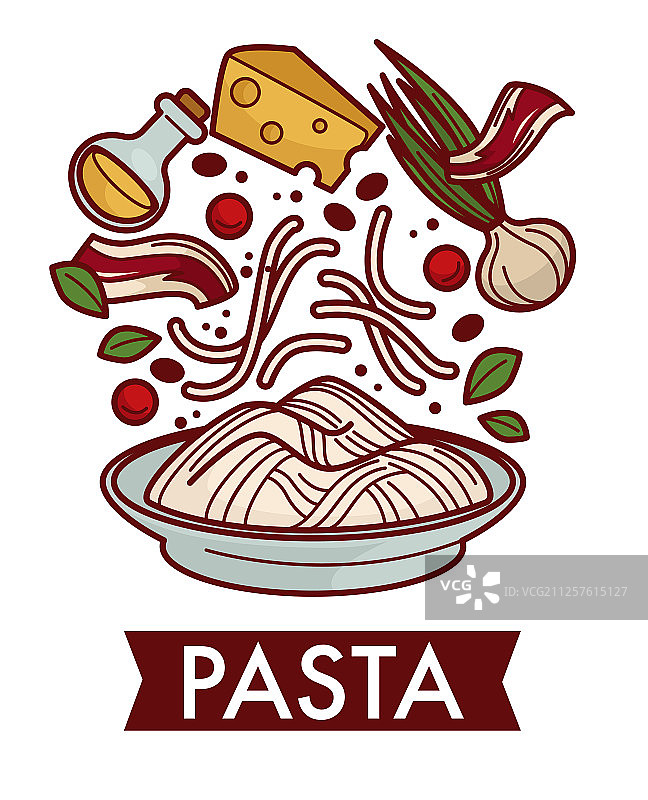 培根奶酪意面烹饪食谱图片素材