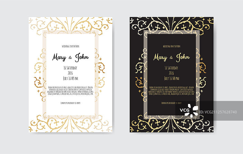 黑色背景上的金色复古贺卡图片素材