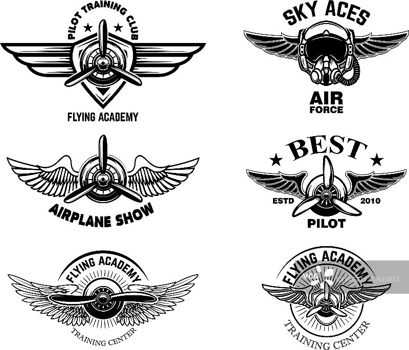 复古飞机表演标志设计合集图片素材