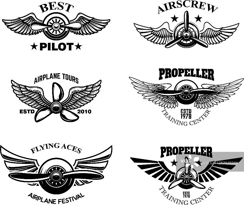 复古飞机表演标志设计合集图片素材